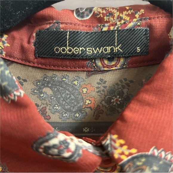 Oober Swank Duster Top Deep Red Sheer Paisley Layering Split - Size Small - Picture 7 of 11